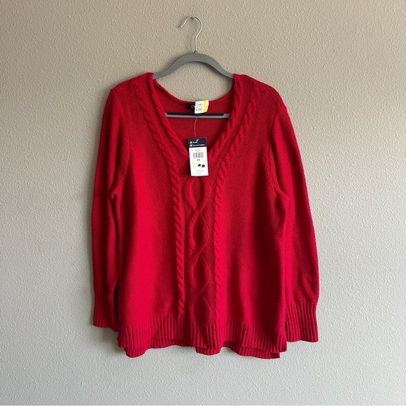 NWT Chaps Red Cable Knit Sweater 2X - Picture 1 of 11